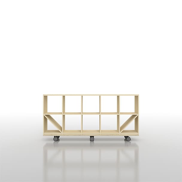 SLF-AR-1800-2-CASTER 壁一面の本棚 奥行350mm ロータイプ キャスターベースセット 縦2コマ×横5コマ