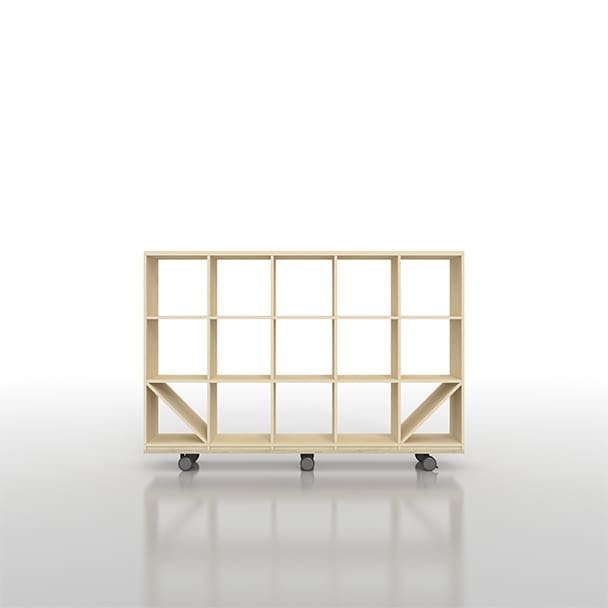 SLF-AR-1800-3-CASTER 壁一面の本棚 奥行350mm ロータイプ キャスターベースセット 縦3コマ×横5コマ