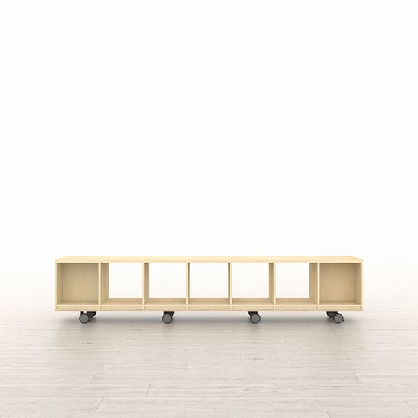 SLF-AR-2400-1-CASTER 壁一面の本棚 奥行350mm ロータイプ キャスターベースセット キャスターベースセット 縦1コマ×横7コマ