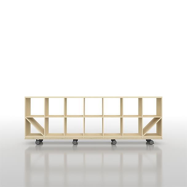 SLF-AR-2400-2-CASTER 壁一面の本棚 奥行350mm ロータイプ キャスターベースセット 縦2コマ×横7コマ