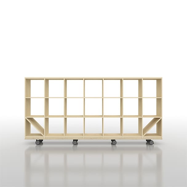 SLF-AR-2400-3-CASTER 壁一面の本棚 奥行350mm ロータイプ キャスターベースセット 縦3コマ×横7コマ