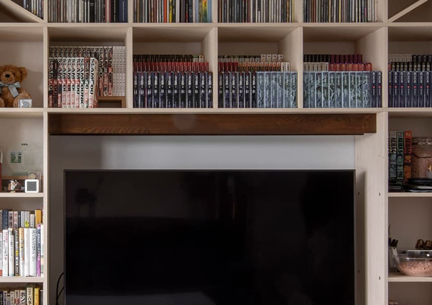 大型TVも置ける、頑丈なリビングボード