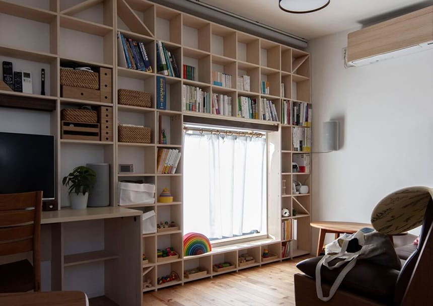 リフォーム工事なしで造作家具のような壁面収納を実現