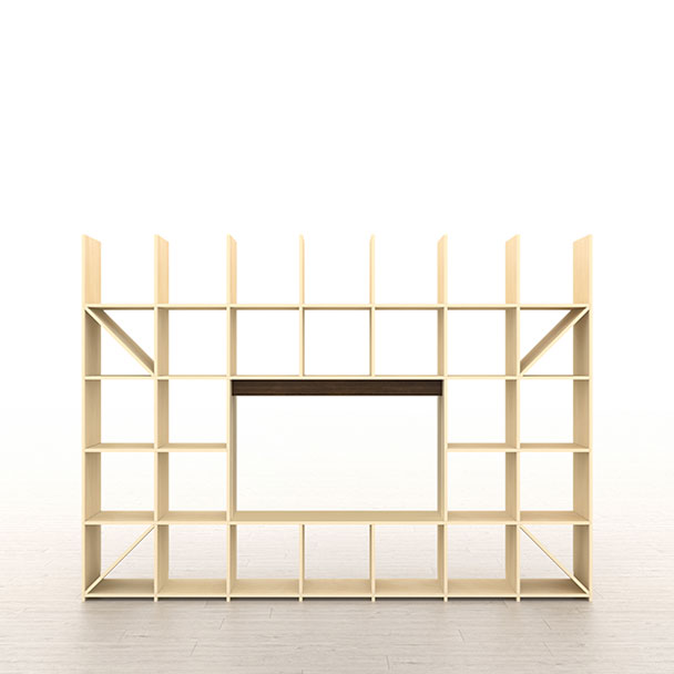 SLF-AR-2400-1800-ROOM123 開口部のある本棚 奥行350mm 縦5コマ×横7コマ-123