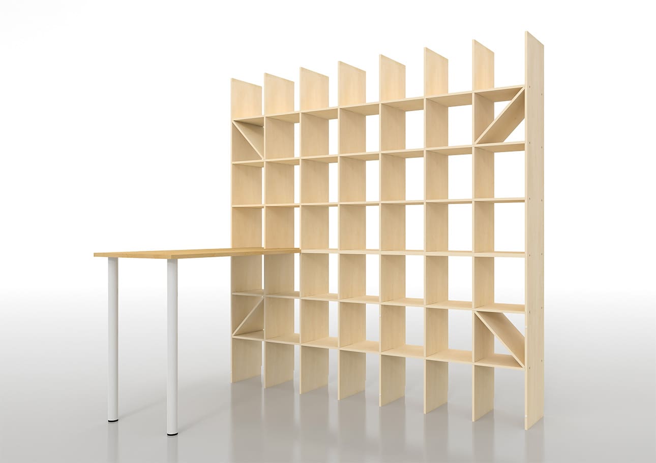 Shelf スタンディングデスク付き本棚 奥行350mm 縦7コマ×横7コマ