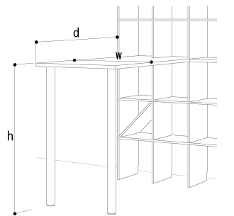 スタンディングデスク寸法 / Shelf スタンディングデスク付き本棚 奥行350mm