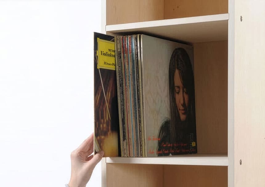 LPレコードにもピッタリ レコード棚として多くのプロも愛用