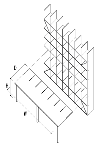 Shelf 後付けカウンター 横7コマ（壁一面の本棚 奥行350mm専用）