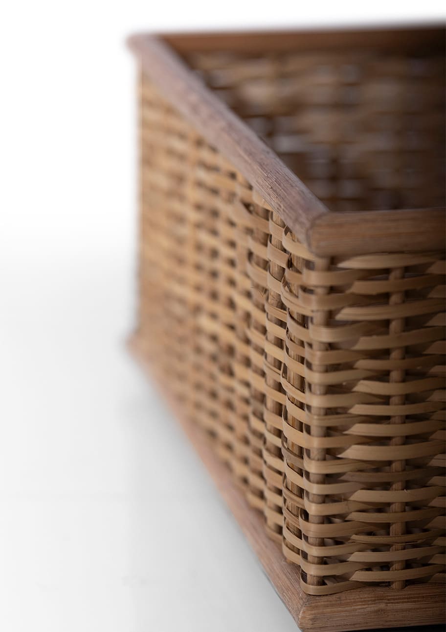Shelf 竹ひご(ラタン)収納 ボックス ブラウン