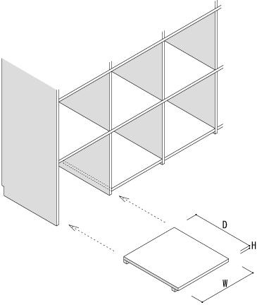 Shelf 台座オプション（カウンター付き本棚・デスク付き本棚 専用）/ 全体寸法