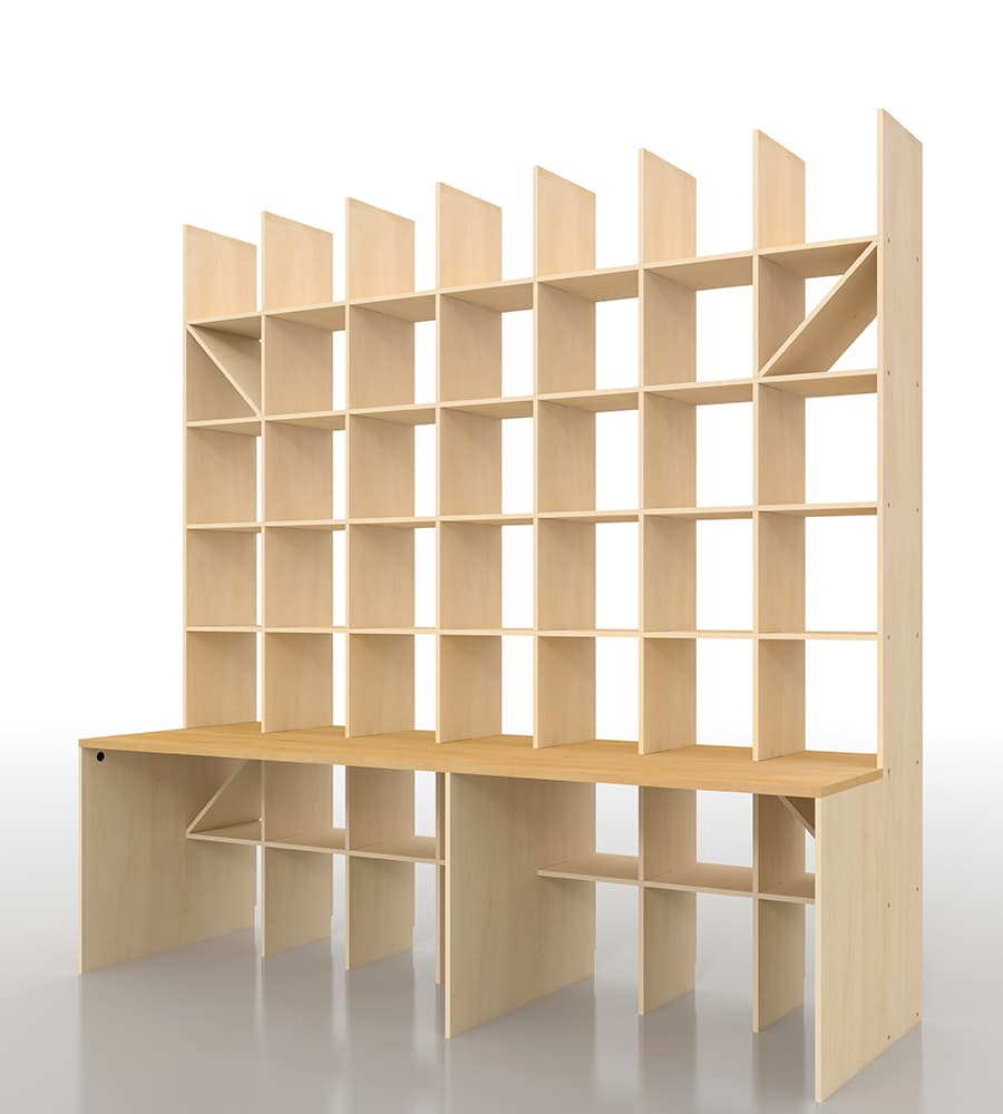 大容量でおしゃれな本棚⑥マルゲリータ Shelf(シェルフ) カウンター付き本棚 奥行350mm 縦7コマ×横7コマ