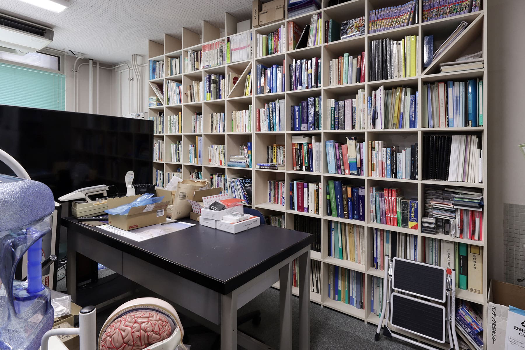 【File 937】東京大学 核医学イメージングの研究室に - Shelf 壁一面の本棚 奥行250mm - マルゲリータお客様事例