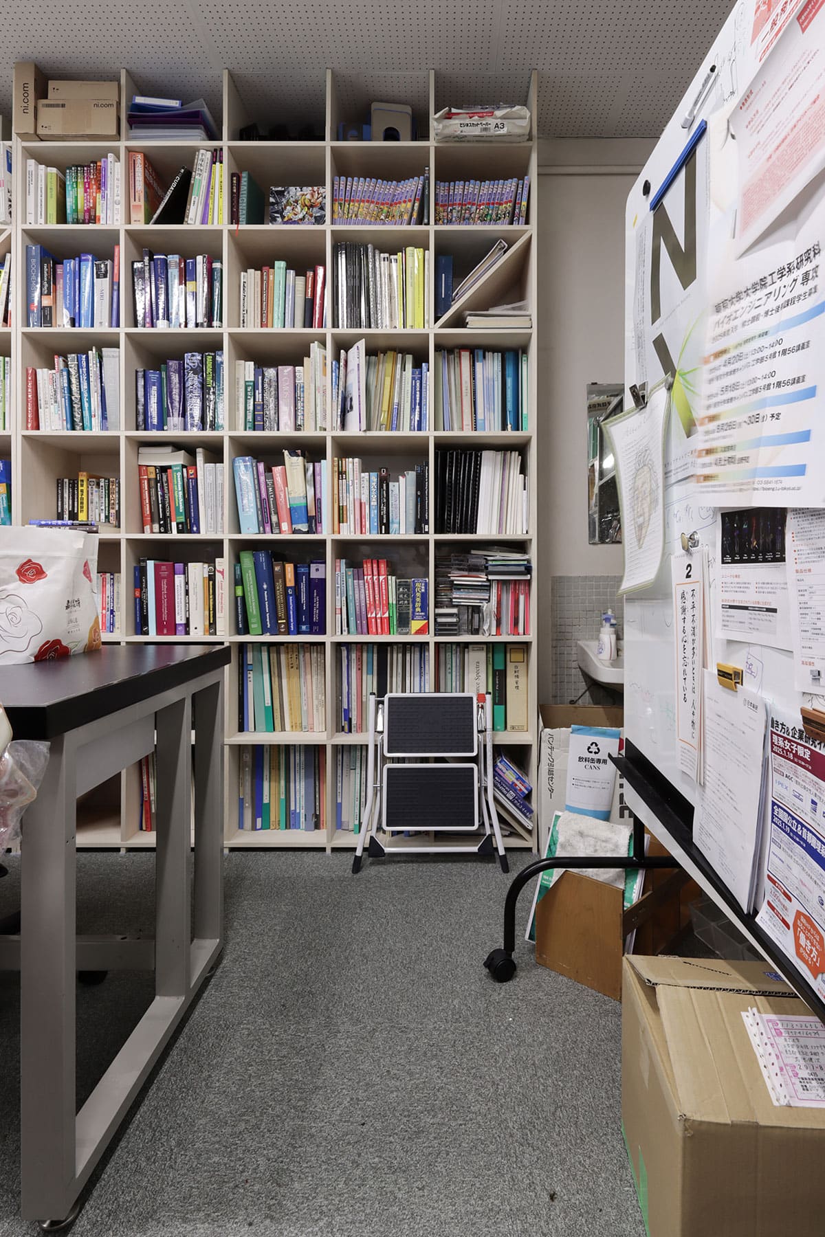 【File 937】東京大学 核医学イメージングの研究室に - Shelf 壁一面の本棚 奥行250mm - マルゲリータお客様事例