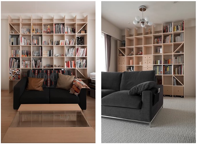 梁下にジャストサイズの収納本棚を設置 窓やエアコンも避けて大容量の収納の事例を紹介