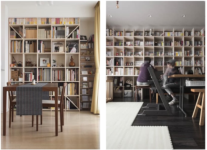 梁下にジャストサイズの収納本棚を設置 窓やエアコンも避けて大容量の収納の事例を紹介