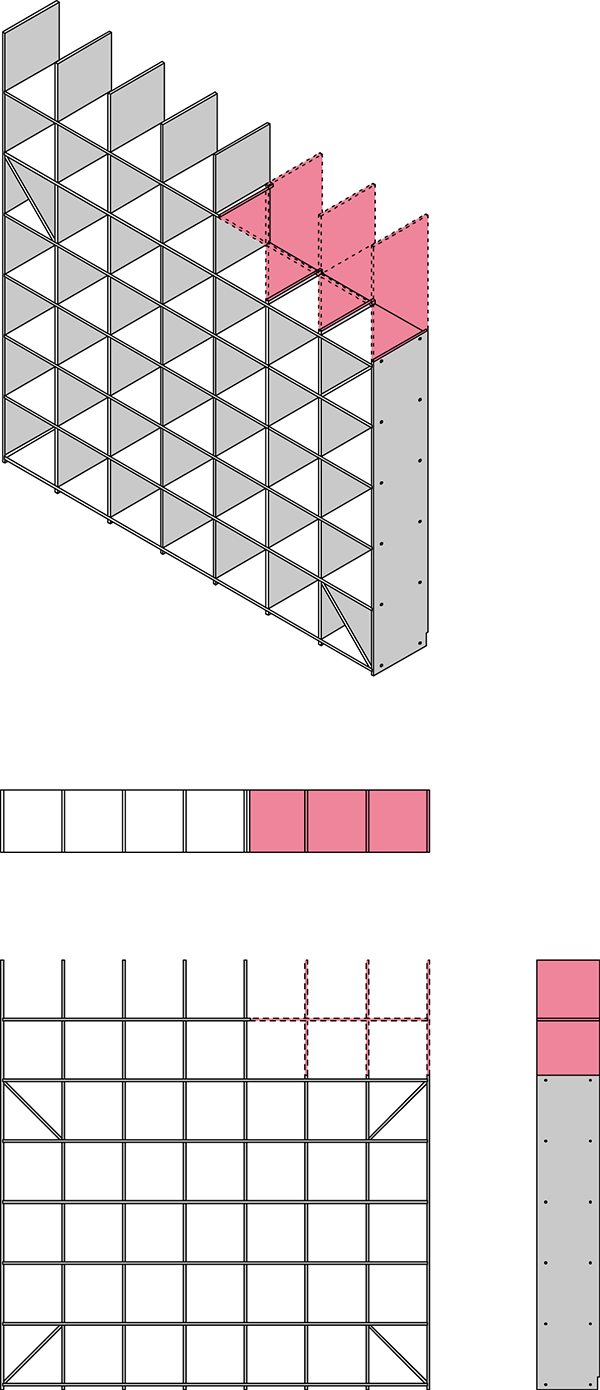梁下にジャストサイズの収納本棚を設置 窓やエアコンも避けて大容量の収納の事例を紹介