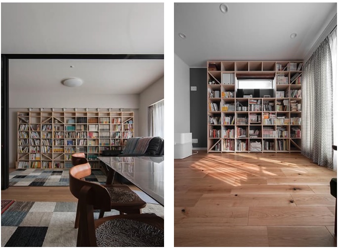 梁下にジャストサイズの収納本棚を設置 窓やエアコンも避けて大容量の収納の事例を紹介