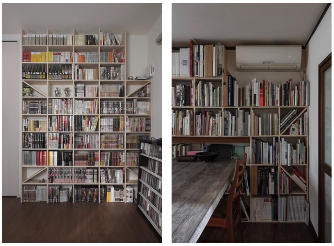 梁下にジャストサイズの収納本棚を設置 窓やエアコンも避けて大容量の収納の事例を紹介