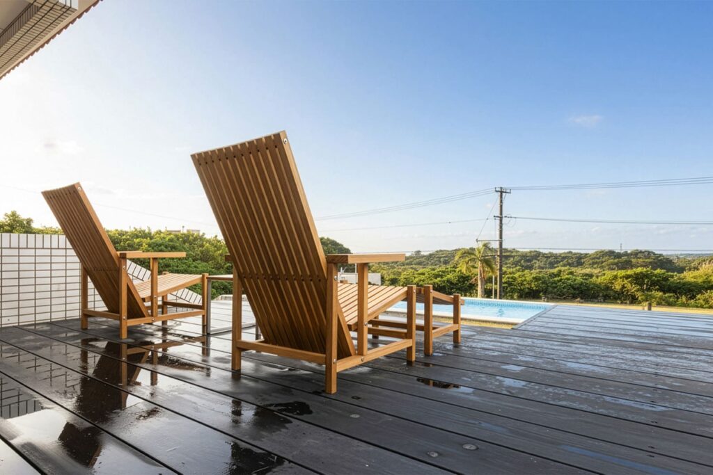 石垣島の民泊プールサイドに - EXA アウトドアファニチャー - マルゲリータお客様事例