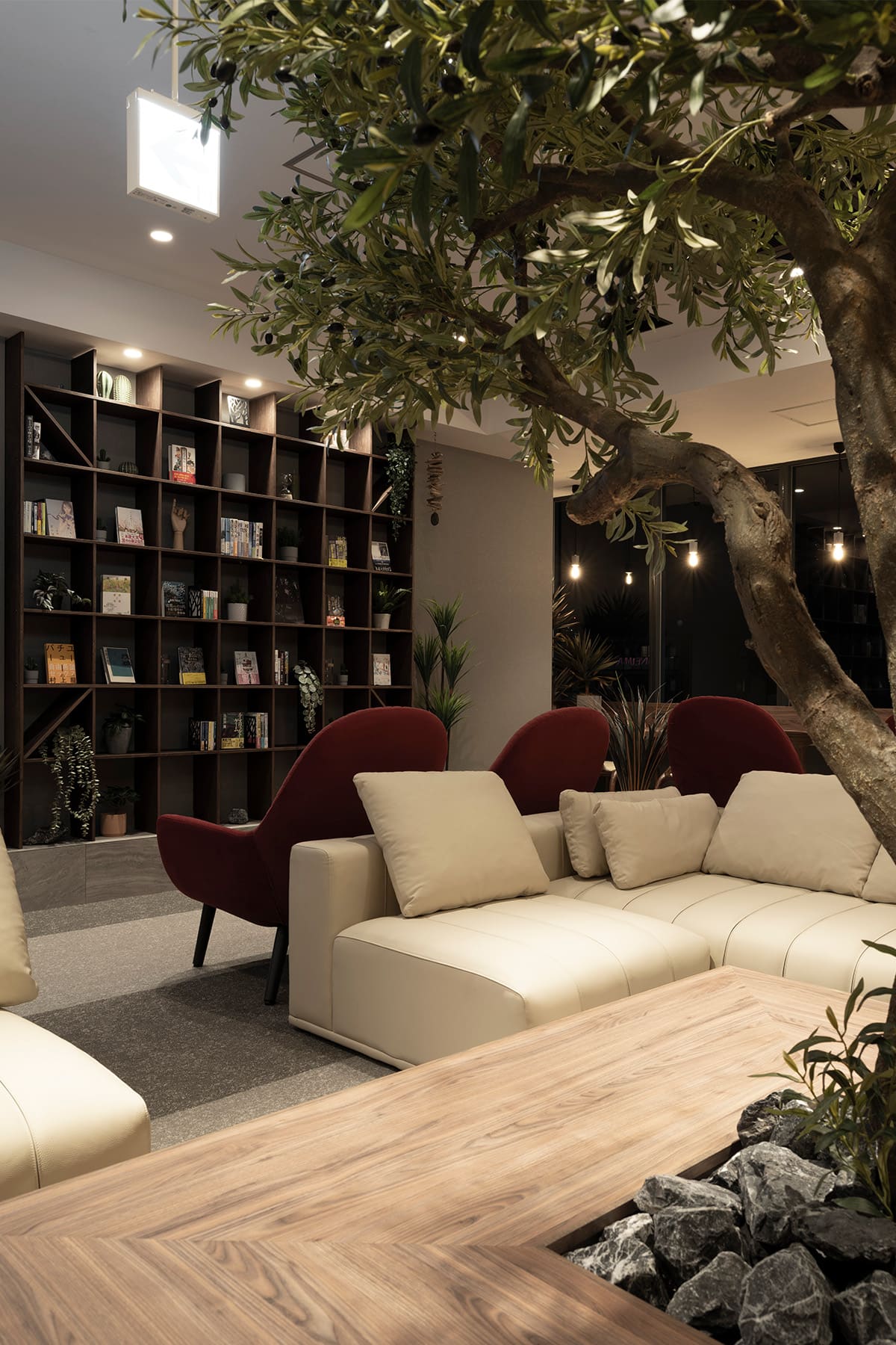 かのほてる＆CABIN 千葉蘇我 - Shelf 壁一面の本棚 奥行250mm - マルゲリータお客様事例