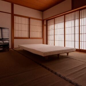 和室に置かれたベッド - Letto ひのきすのこベッド I型 - マルゲリータお客様事例