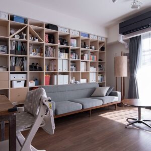 リビングの壁面収納 - Shelf 壁一面の本棚 奥行350mm - マルゲリータお客様事例